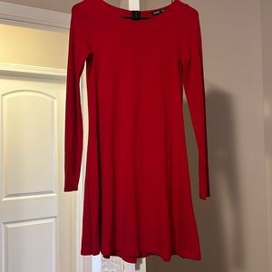 Express Red Long Sleeve Dress